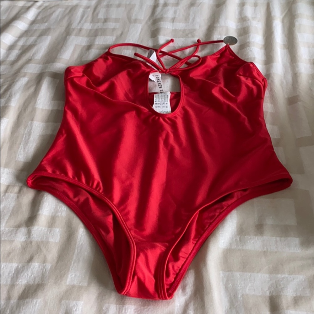 Red one piece swimsuits
